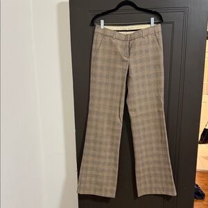 Theory Beige and Brown Plaid Pants